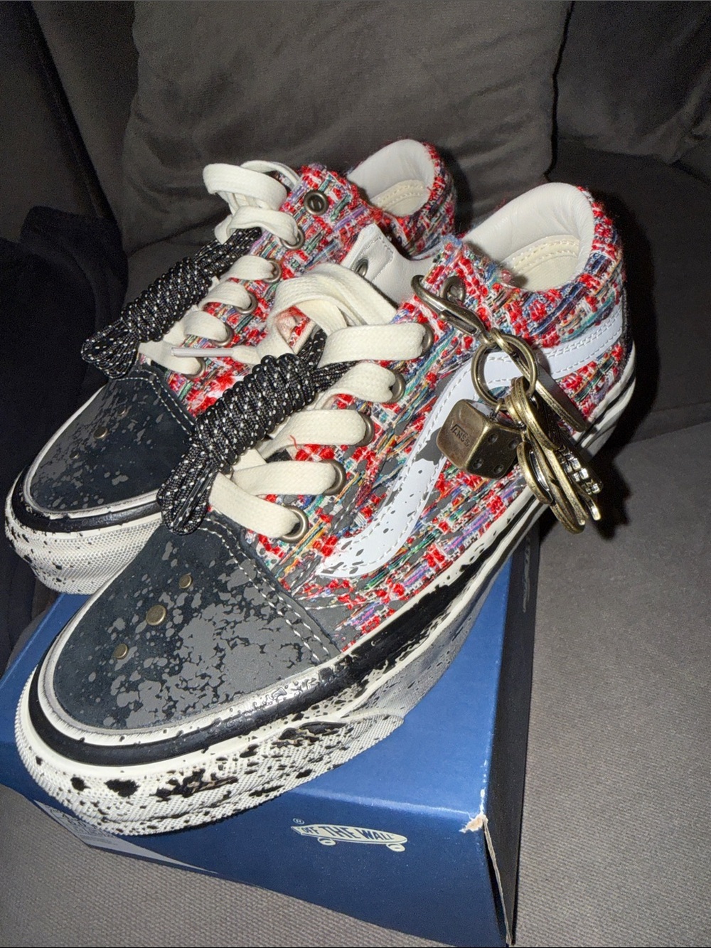 Vans Tweed Multicolor Canvas Low-Top Sneakers - White/Black Accent